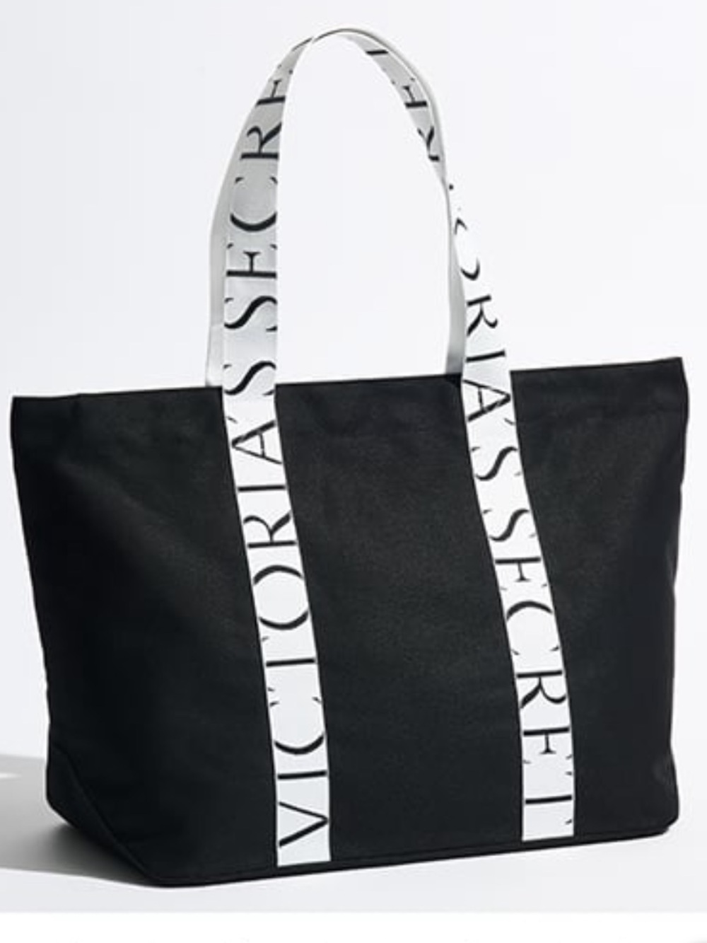 Victoria's Secret Black Logo Strap Tote Bag